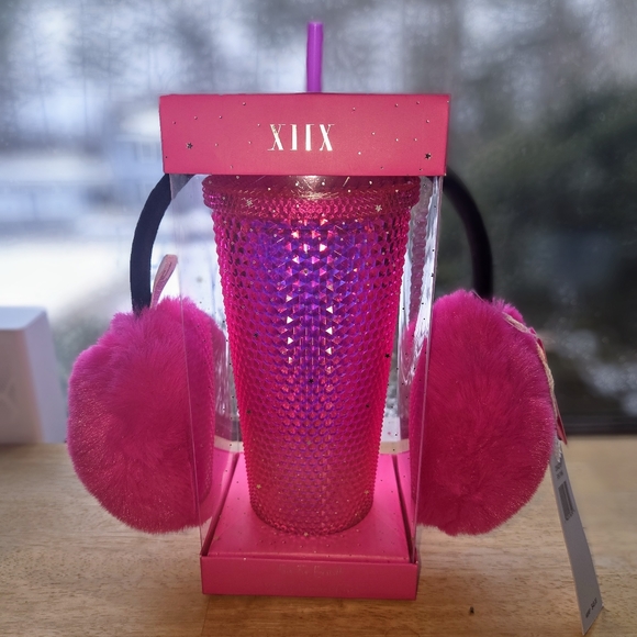 Collection XIIX Other - XIIX Adorable Faux Fur Earmuffs and Tumbler Set